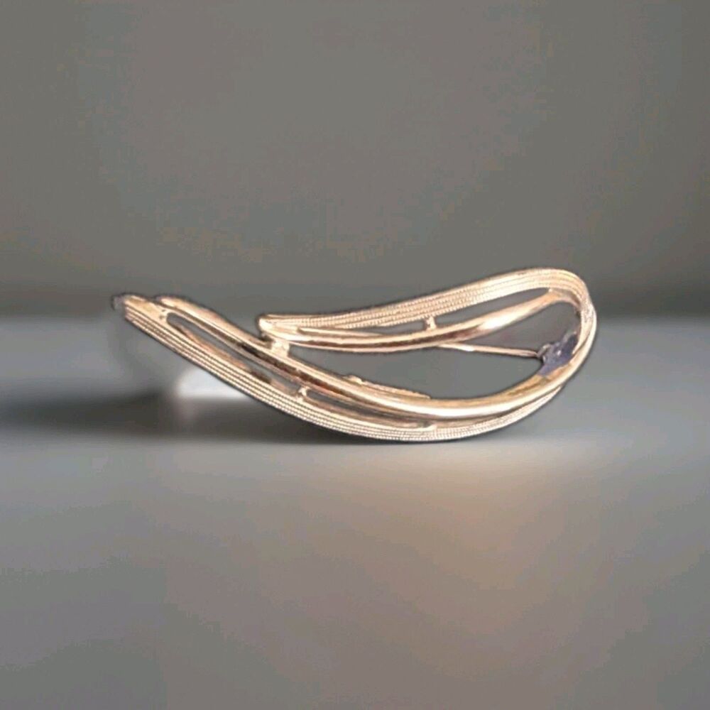 Vintage Sarah Coventry Silver Tone Abstract Swirl Brooch Pin Modernist Textured